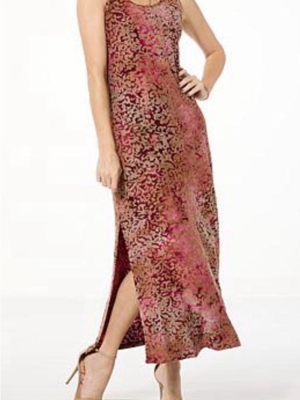 Nina Leonard Sleeveless Burnout Tie Dye Maxi Dress